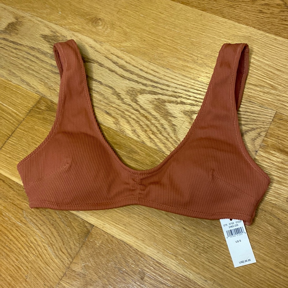 Aerie plunge ribbed bikini top size small